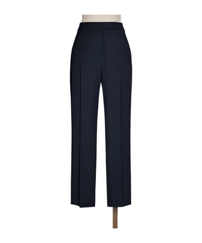 Max Mara Comfortable Wool Trousers In Blue