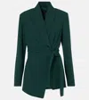 Max Mara Green Wool Canvas Jacket With Belt Women In Black