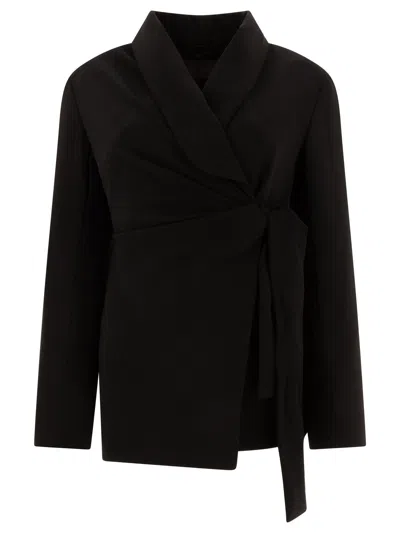 Max Mara Wrap-design Blazer In Black