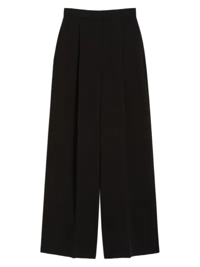 Max Mara High Waist Wide-leg Trousers With Side Pockets In Black
