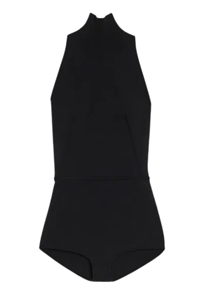 Max Mara High Neck Sleeveless Open Back Top In Black