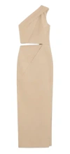 Max Mara Concealed Zip Asymmetric Dress In Neutral