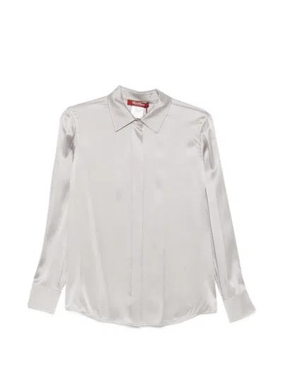 Max Mara Concealed-front Silk Shirt In Multi