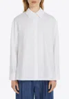 Max Mara Stretch Poplin Shirt With Button Accents In White
