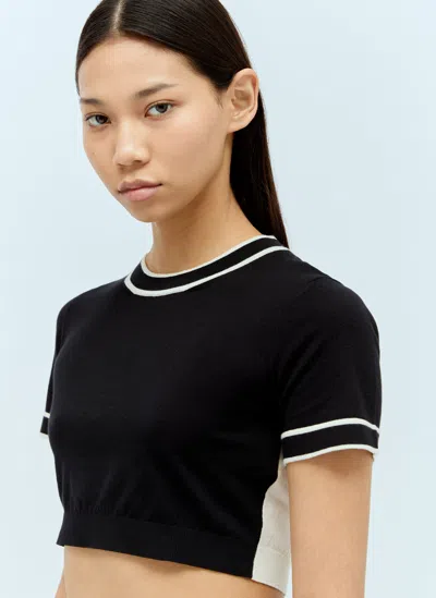 Max Mara Contrast Knit Crop Top In Black