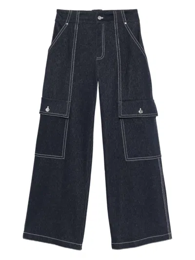 MAX MARA CONTRAST-STITCH CARGO JEANS
