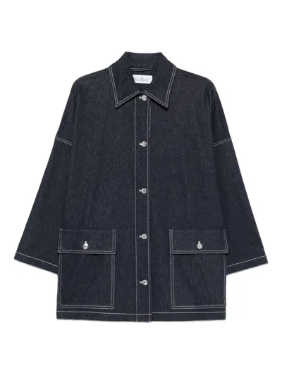 Max Mara Contrast-stitch Denim Shirt In Blue