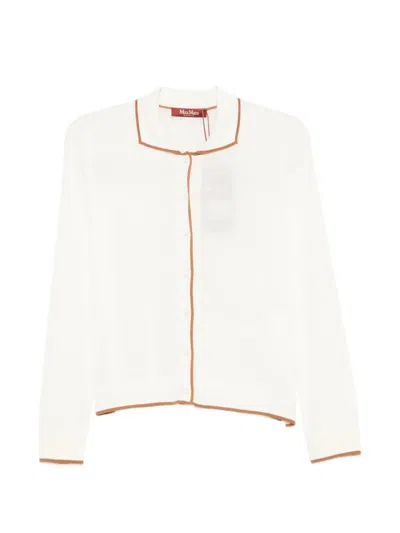 Max Mara Contrast-trim Cardigan In Neutral