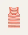 Max Mara Coral Striped Rib Tank Top In Orange
