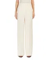 Max Mara Ivory Cotton Wide Trousers In Beige