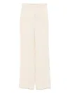 Max Mara Wide-leg Pants In Linen And Cotton Basketweave Fabric In Neutrals