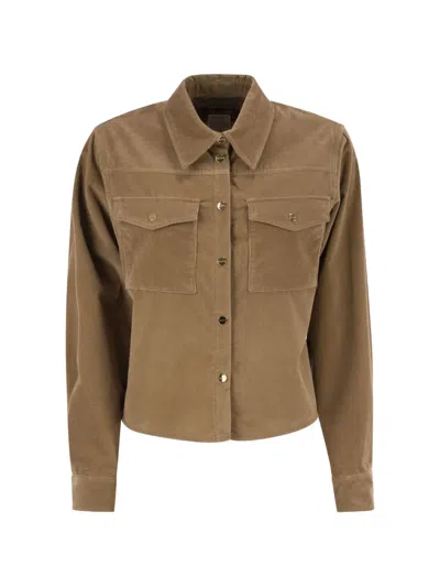 Max Mara Corduroy Chest-pocket Jacket In Brown