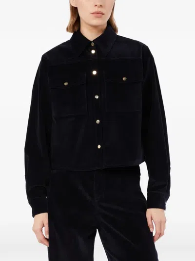 Max Mara Corduroy Chest-pockets Jacket In Blue
