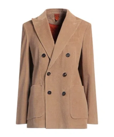 Max Mara Corduroy Double-breasted Suit In Brown