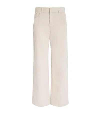 Max Mara Corduroy Flared Trousers In White