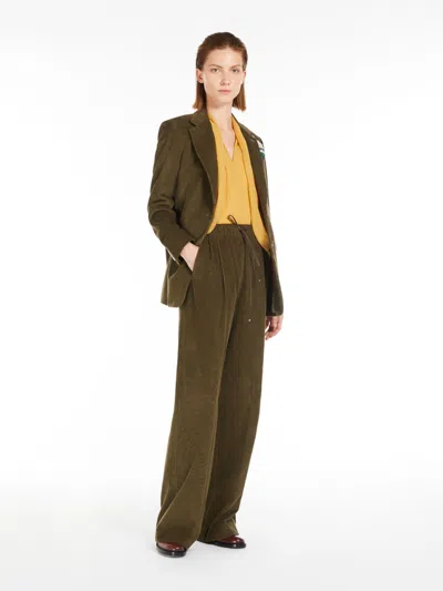 Max Mara Corduroy Single-breasted Blazer In Kaki