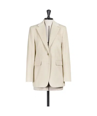 Max Mara Corduroy Single-breasted Cashmere Blazer In White
