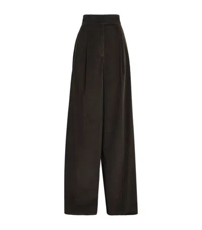Max Mara Corduroy Wide-leg Trousers In Black