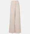 Max Mara Corea Cotton And Wool Jersey Wide-leg Pants In Beige