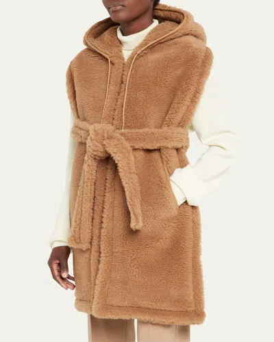 Max Mara Corea Teddy Wool-blend Long Stole In 001 Camel