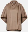 Max Mara Corsaro Leather-trimmed Cashmere Cape In Brown
