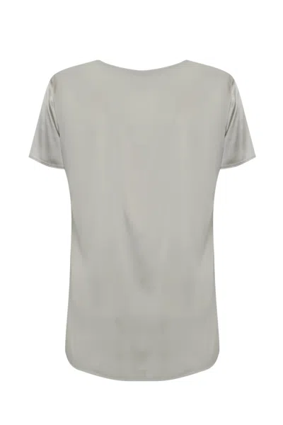 Max Mara Cortona Blouse In Silk Satin In Nebbia