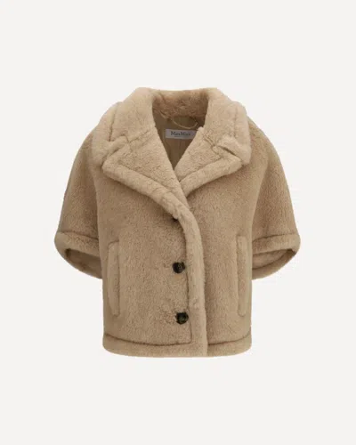 Max Mara Beige Alpaca Vicugna Pacos Coat In Brown