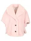 Max Mara Corvino1 Alpaca-cashmere- Silk Teddy Cape Coats Rose In Pink
