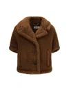 Max Mara Button-up Teddy-textured Jacket In Brown