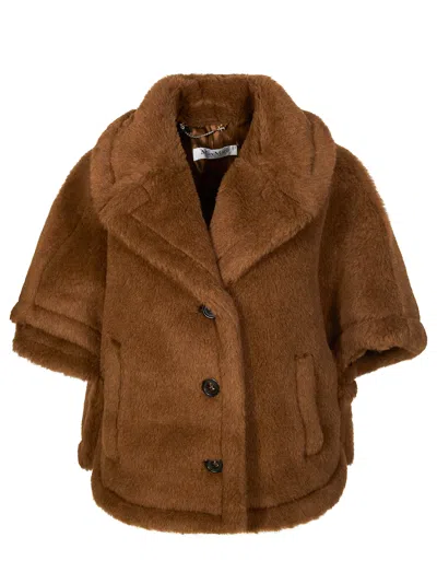 Max Mara Corvino4 Wool-blend Cape Coat For Women In Marrone