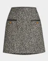 Max Mara Tweed Mini Skirt In Black White