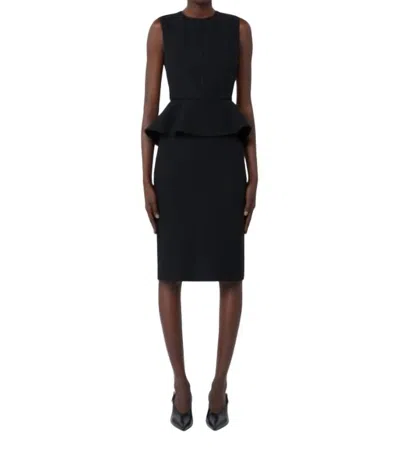 Max Mara Fitted Knee-length Dress Featuring Peplum Detail In Black