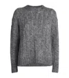 Max Mara Cotton-alpaca-wool Cable-knit Sweater In Gray