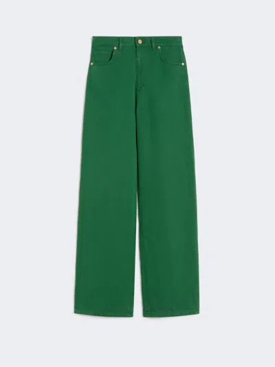 Max Mara Cotton And Linen 5-pocket Trousers In Green