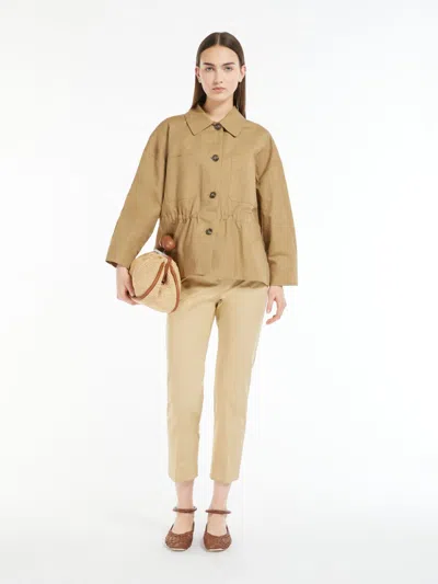 Max Mara Cotton And Linen Basketweave Jacket In Brown