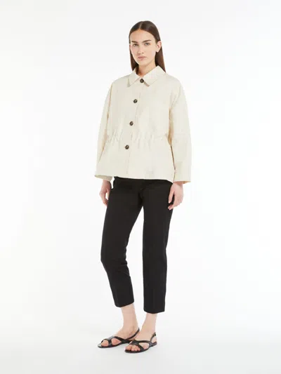Max Mara Cotton And Linen Basketweave Jacket In Neutral