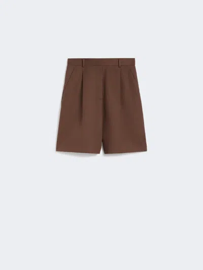 Max Mara Cotton And Linen Canvas Bermuda Shorts In Brown
