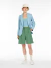 Max Mara Cotton And Linen Canvas Bermuda Shorts In Green