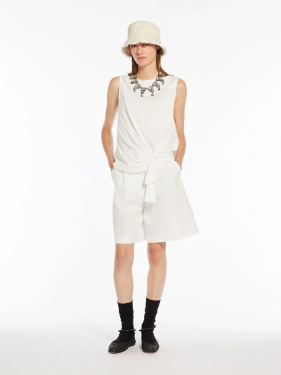 Max Mara Cotton And Linen Canvas Bermuda Shorts In White