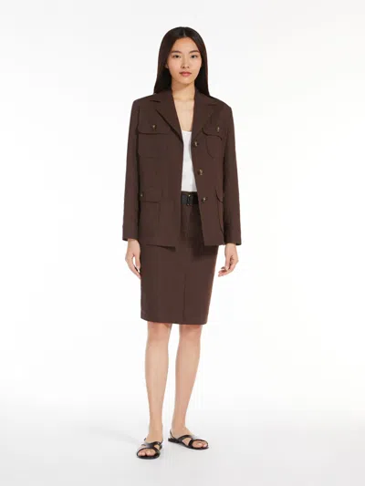 Max Mara Cotton And Linen Canvas Blazer In Brown