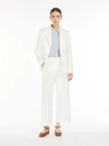 Max Mara Cotton And Linen Canvas Trousers In Ivory