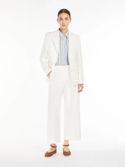 Max Mara Cotton And Linen Canvas Trousers In White