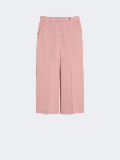 Max Mara Cotton And Linen Canvas Trousers In Pink