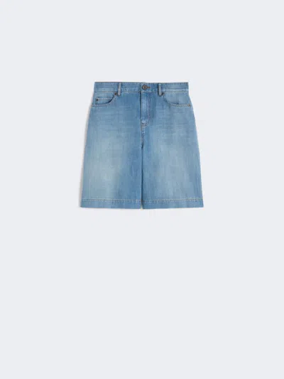 Max Mara Cotton And Linen Denim Bermuda Shorts In Blue