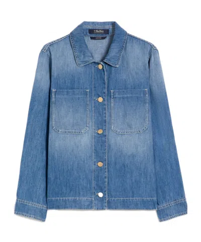 Max Mara Cotton And Linen Denim Jacket - Navy In Blue