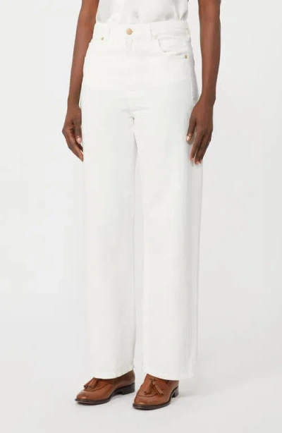 Max Mara Cotton & Linen Drill Twill Straight Leg Trousers In White