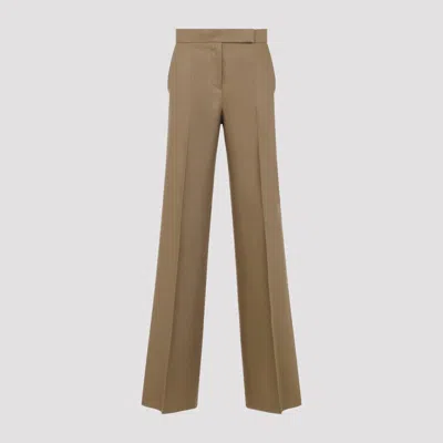 Max Mara Cotton And Linen Pants In Brown