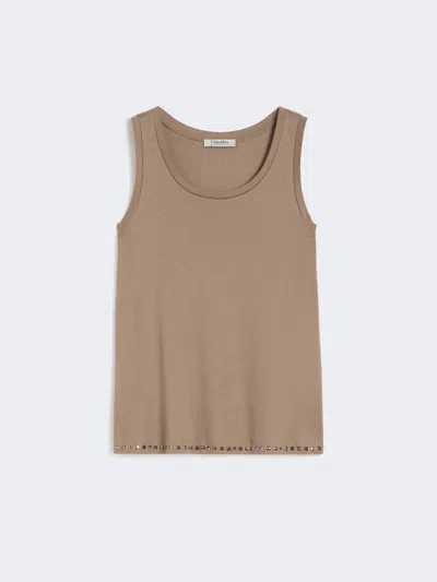 Max Mara Cotton And Modal Jersey Top In Brown