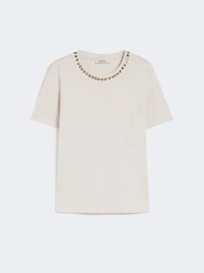 Max Mara Cotton And Modal T-shirt In Neutral