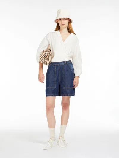 Max Mara Cotton And Silk Canvas Shirt In Optical White
